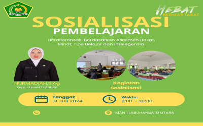 Sosialisasi Pembelajaran Berdiferensiasi Berdasarkan Data Asesmen Bakat, Minat, Tipe Belajar, dan Intelegensia di MAN 1 LABURA